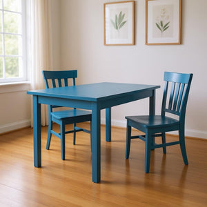 HomeRoots 48" Caribbean Blue Solid Wood Dining Table - Handcrafted, Stylish, Versatile Centerpiece for Any Space 548858