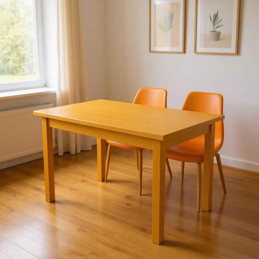 HomeRoots 48" Goldenrod Solid Wood Dining Table - Handcrafted Pine, Seats 4, Perfect for Dining & Workspaces 548863