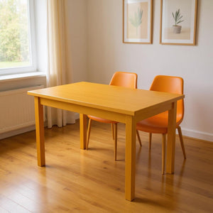 HomeRoots 48" Goldenrod Solid Wood Dining Table - Handcrafted Pine, Seats 4, Perfect for Dining & Workspaces 548863