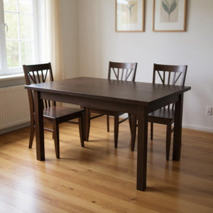 HomeRoots 48" Solid Pine Wood Dining Table - Dark Brown Finish, Handcrafted Style for Elegant Entertaining 548865
