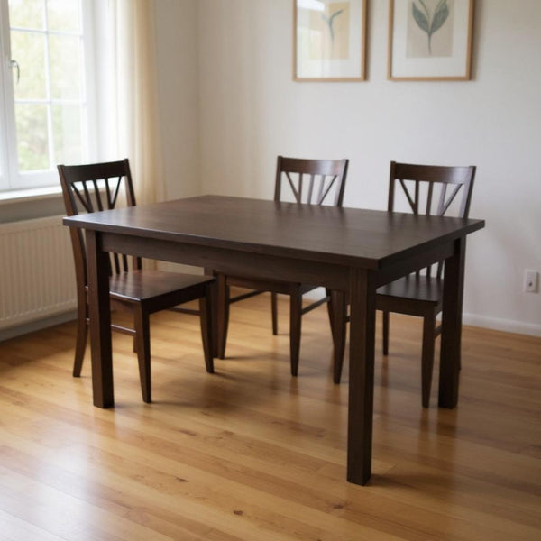 HomeRoots 48" Solid Pine Wood Dining Table - Dark Brown Finish, Handcrafted Style for Elegant Entertaining 548865