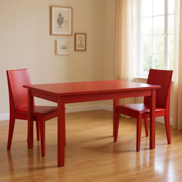 HomeRoots 48" Fire Engine Red Solid Wood Dining Table - Stylish, Durable & Versatile for Any Dining Space! 548866