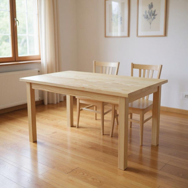 HomeRoots 48" Handcrafted Solid Wood Dining Table - Timeless Natural Pine Finish for Stylish Gatherings & Meals 548867