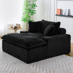 English Elm 51 Compact Comfort Sofa with Turtle Fleece, Sponge Support, Two Pillows, 400lb Capacity for Small Spaces Black W3371P326399