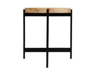 Homeroots 22" Black And Brown Wood And Metal Round End Table   548884