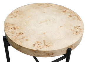 Homeroots 22" Black And Brown Wood And Metal Round End Table   548884