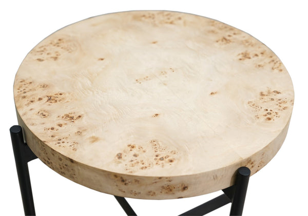 Homeroots 22" Black And Brown Wood And Metal Round End Table   548884