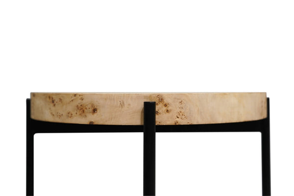 Homeroots 22" Black And Brown Wood And Metal Round End Table   548884