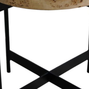 Homeroots 22" Black And Brown Wood And Metal Round End Table   548884