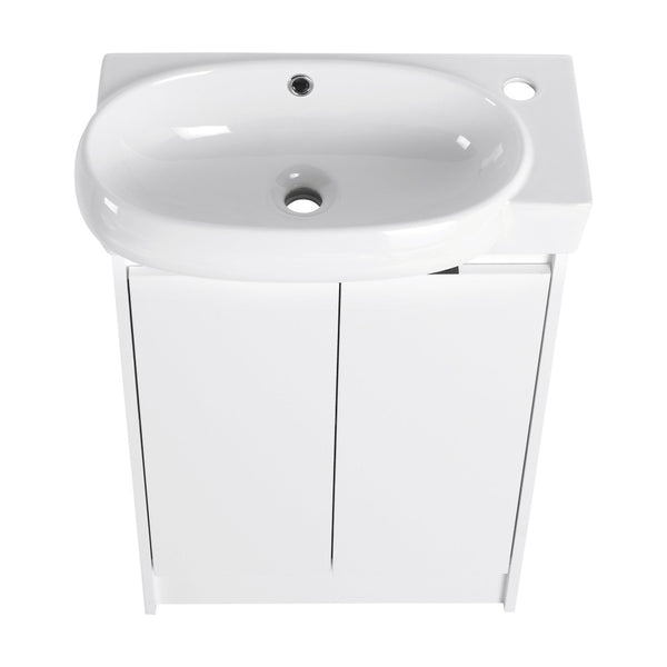 English Elm 23" Freestanding Ceramic Vessel Sink Vanity with Soft Close Cabinet and Wall Rack W999S00490