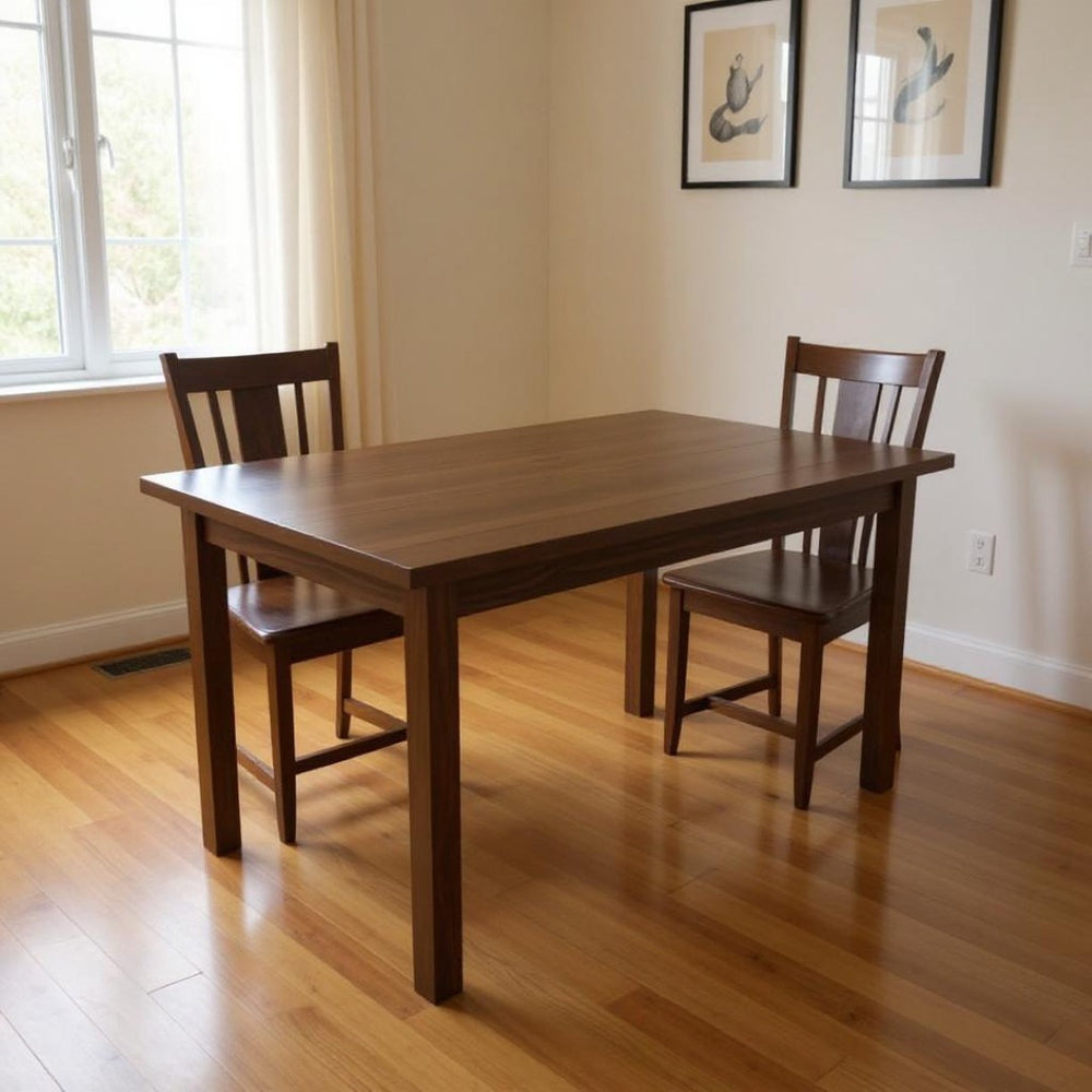 HomeRoots 60" Raw Umber Solid Wood Dining Table - Stylish, Hand-Crafted Centerpiece for Dining & Workspace Use 548914
