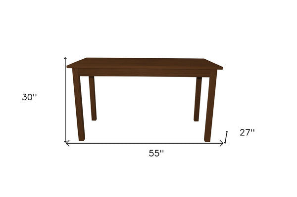 HomeRoots 60" Raw Umber Solid Wood Dining Table - Stylish, Hand-Crafted Centerpiece for Dining & Workspace Use 548914