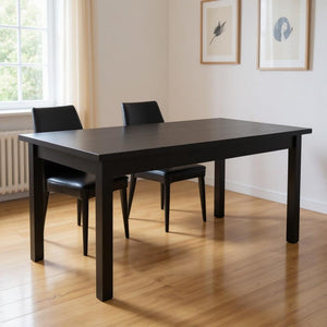 HomeRoots 60" Black Solid Wood Dining Table - Timeless Design for 6, Premium Pine, Sturdy & Versatile for Any Space 548915