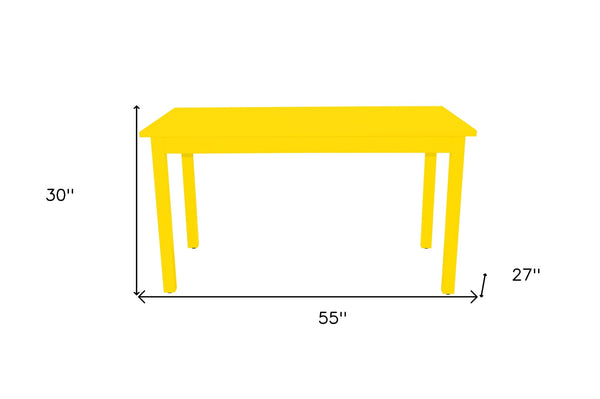 HomeRoots 60" Hand-Crafted Yellow Solid Wood Dining Table - Seats 6, Stylish Centerpiece for Home or Workspace 548916