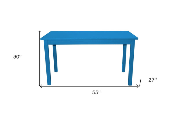 HomeRoots 60" Caribbean Blue Solid Wood Dining Table - Rustic Chic Centerpiece for Home & Gatherings 548917