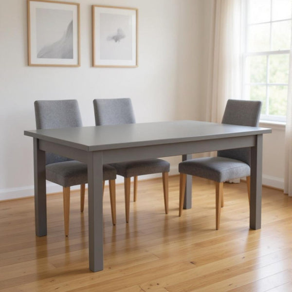 HomeRoots 60" Gray Solid Wood Dining Table – Timeless Centerpiece for Dining, Entertaining & Workspaces! 548920