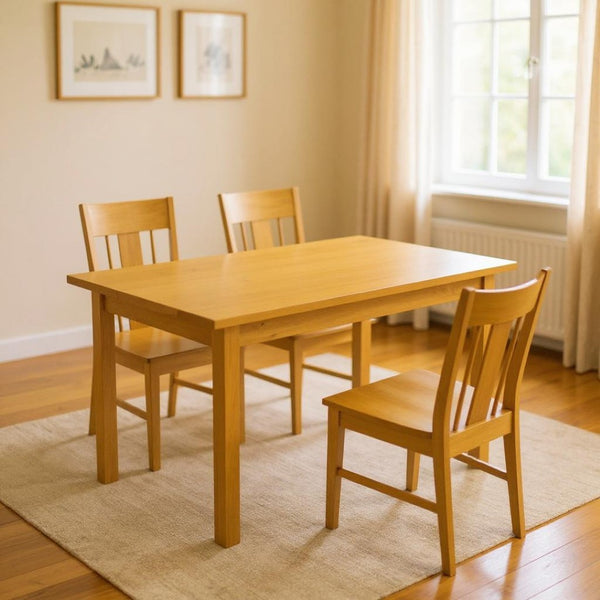 HomeRoots 60" Goldenrod Solid Wood Dining Table - Handcrafted Pine, Seats 6, Perfect for Dining & Workspace 548922