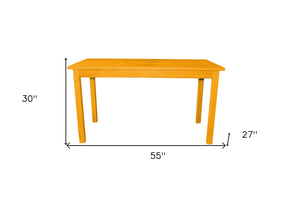 HomeRoots 60" Goldenrod Solid Wood Dining Table - Handcrafted Pine, Seats 6, Perfect for Dining & Workspace 548922