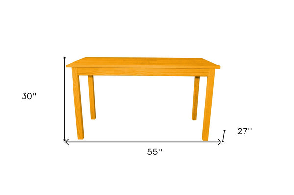 HomeRoots 60" Goldenrod Solid Wood Dining Table - Handcrafted Pine, Seats 6, Perfect for Dining & Workspace 548922