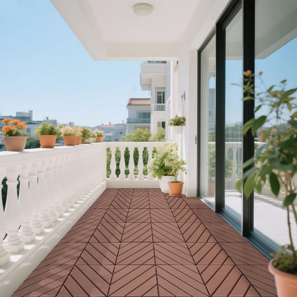 English Elm Plastic Snap Together Polypropylene Deck Tiles Waterproof 44 Sq Ft Patio Pool Cover W3022P251843
