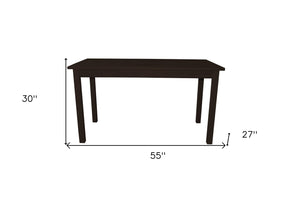 HomeRoots 60" Solid Wood Dining Table - Dark Brown Finish, Handcrafted Pine, Seats 6, Versatile for Any Space 548924