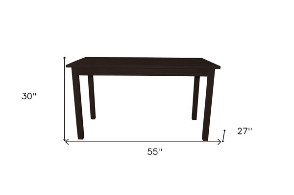 HomeRoots 60" Solid Wood Dining Table - Dark Brown Finish, Handcrafted Pine, Seats 6, Versatile for Any Space 548924