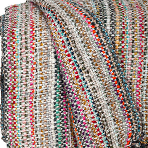 Homeroots 50" X 60" Orange Brown And Ivory Woven Acrylic Striped Throw Blanket With Fringe  Acrylic 548949