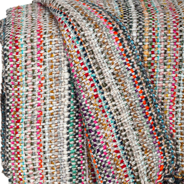 Homeroots 50" X 60" Orange Brown And Ivory Woven Acrylic Striped Throw Blanket With Fringe  Acrylic 548949