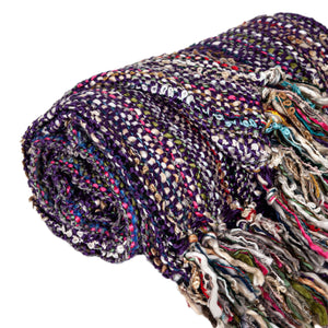 Homeroots 50" X 60" Purple Woven Acrylic Striped Throw Blanket With Fringe  Acrylic 548950