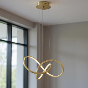 HomeRoots Gold Contemporary LED Chandelier - Smart Dimmable Lighting for Stylish Spaces, Energy Efficient Design 548956