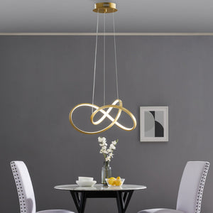 HomeRoots Gold Contemporary LED Chandelier - Smart Dimmable Lighting for Stylish Spaces, Energy Efficient Design 548956