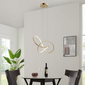 HomeRoots Gold Contemporary LED Chandelier - Smart Dimmable Lighting for Stylish Spaces, Energy Efficient Design 548956