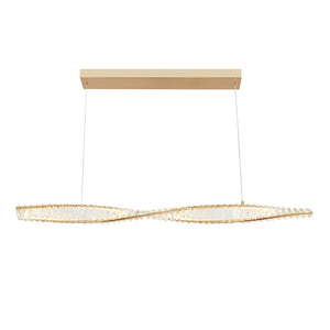 HomeRoots Gold Contemporary LED Chandelier with Clear Crystal Accents - Elegant Modern Lighting for Home Spaces 548957