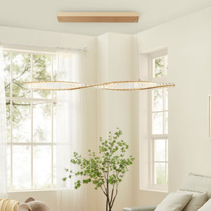 HomeRoots Gold Contemporary LED Chandelier with Clear Crystal Accents - Elegant Modern Lighting for Home Spaces 548957
