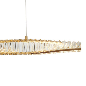 HomeRoots Gold Contemporary LED Chandelier with Clear Crystal Accents - Elegant Modern Lighting for Home Spaces 548957