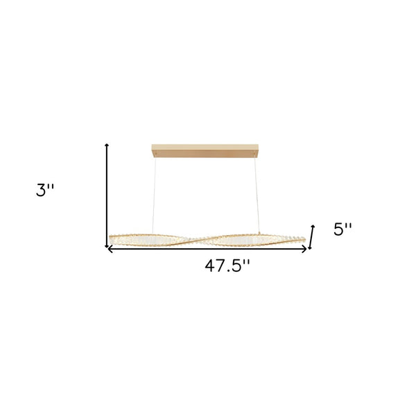 HomeRoots Gold Contemporary LED Chandelier with Clear Crystal Accents - Elegant Modern Lighting for Home Spaces 548957