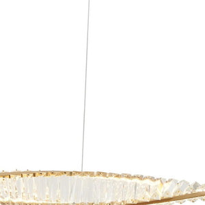 HomeRoots Gold Contemporary LED Chandelier with Clear Crystal Accents - Elegant Modern Lighting for Home Spaces 548957