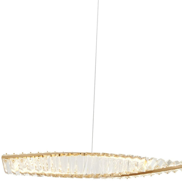HomeRoots Gold Contemporary LED Chandelier with Clear Crystal Accents - Elegant Modern Lighting for Home Spaces 548957
