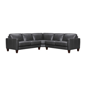 Homeroots Black Leather L Shaped Three Piece Corner Sectional   548958
