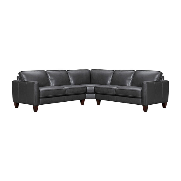 Homeroots Black Leather L Shaped Three Piece Corner Sectional   548958