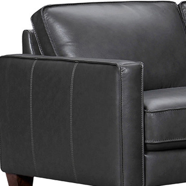 Homeroots Black Leather L Shaped Three Piece Corner Sectional   548958