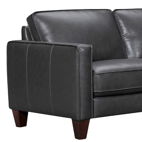 Homeroots Black Leather L Shaped Three Piece Corner Sectional   548958