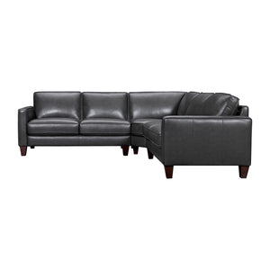 Homeroots Black Leather L Shaped Three Piece Corner Sectional   548958