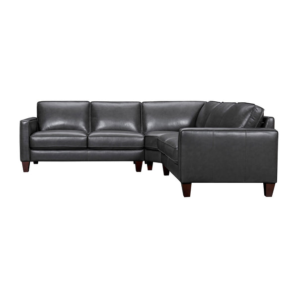 Homeroots Black Leather L Shaped Three Piece Corner Sectional   548958