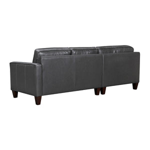 Homeroots Black Leather L Shaped Three Piece Corner Sectional   548958