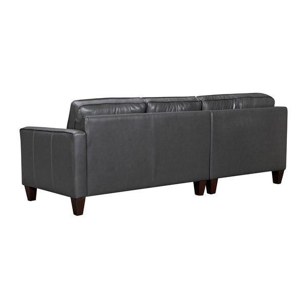 Homeroots Black Leather L Shaped Three Piece Corner Sectional   548958
