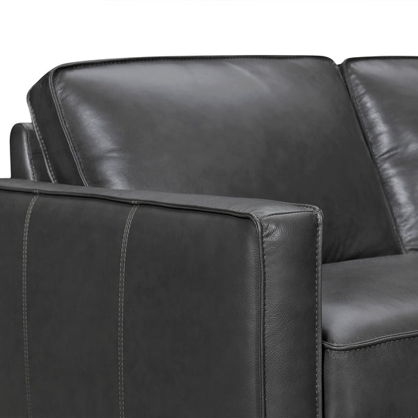 Homeroots Black Leather L Shaped Three Piece Corner Sectional   548958