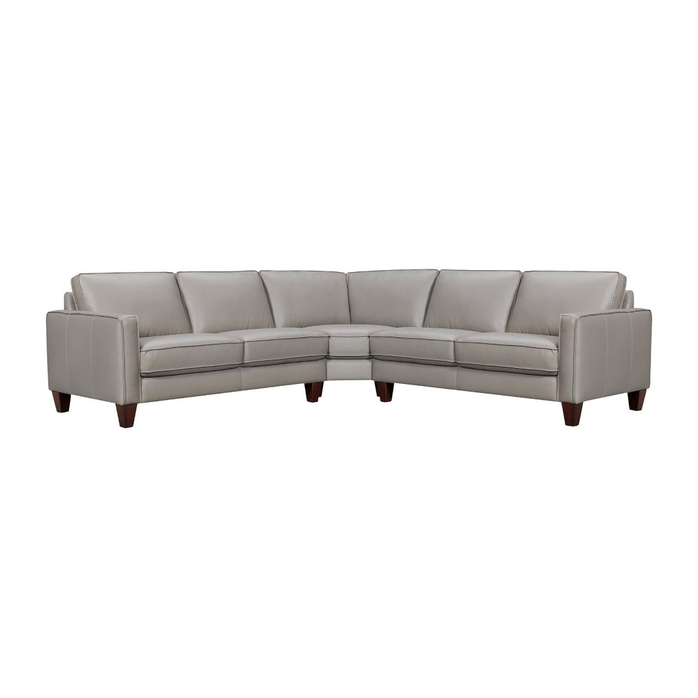 HomeRoots Gray Leather L-Shaped Corner Sectional - Luxurious Three-Piece Sofa for Stylish Living Spaces 548959