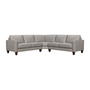 Homeroots Gray Leather L Shaped Three Piece Corner Sectional   548959