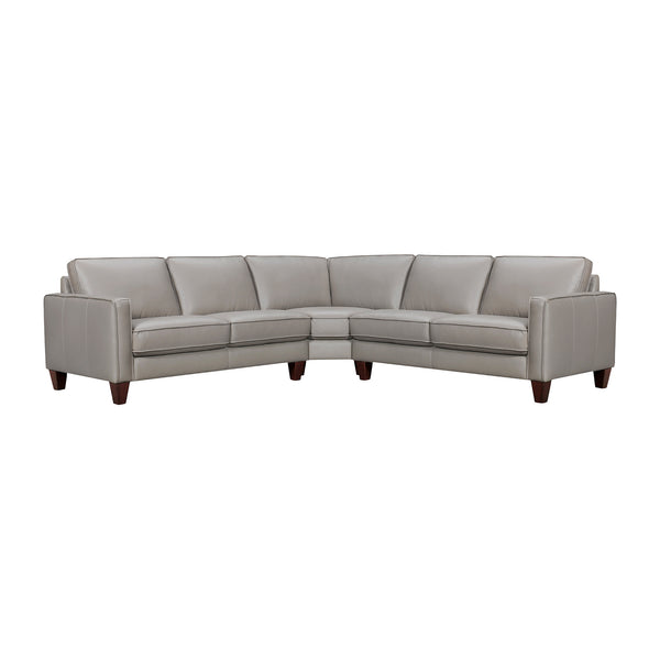 Homeroots Gray Leather L Shaped Three Piece Corner Sectional   548959